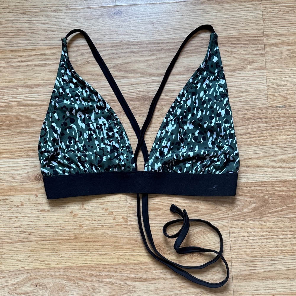Target Green and Black Leopard Bikini Top - size L
